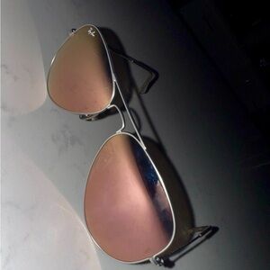 Ray-Ban Sunglasses with Rose Lenses and Silver Frame